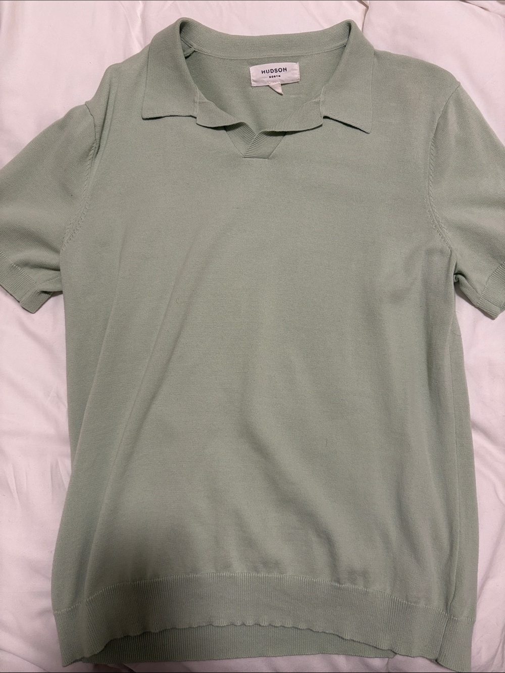 Hudson North HBC Knit Short Sleeve Polo in Sage Green